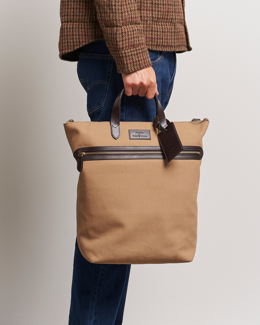 Herre | Tote bags | Polo Ralph Lauren | Canvas Tote Bag  Tan/Dark Brown