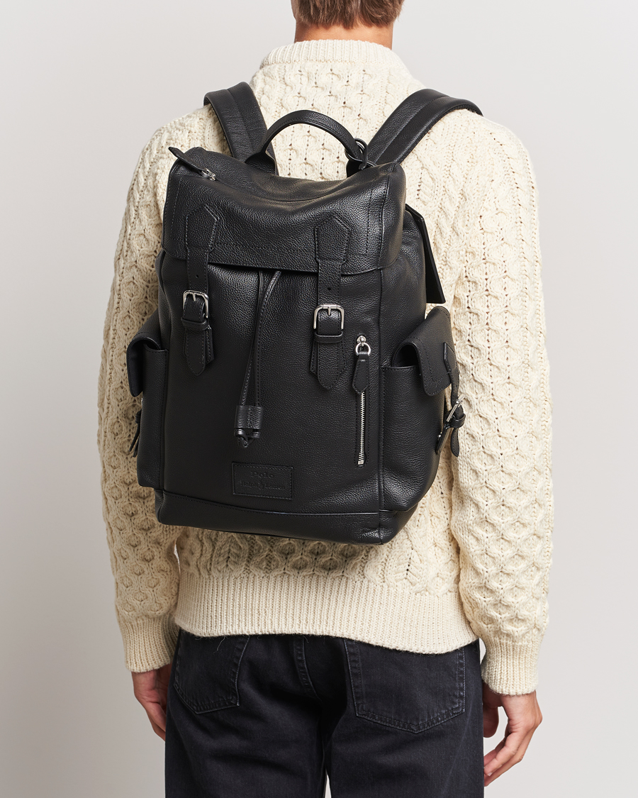 Herre | Rygsække | Polo Ralph Lauren | Flap Leather Backpack Black