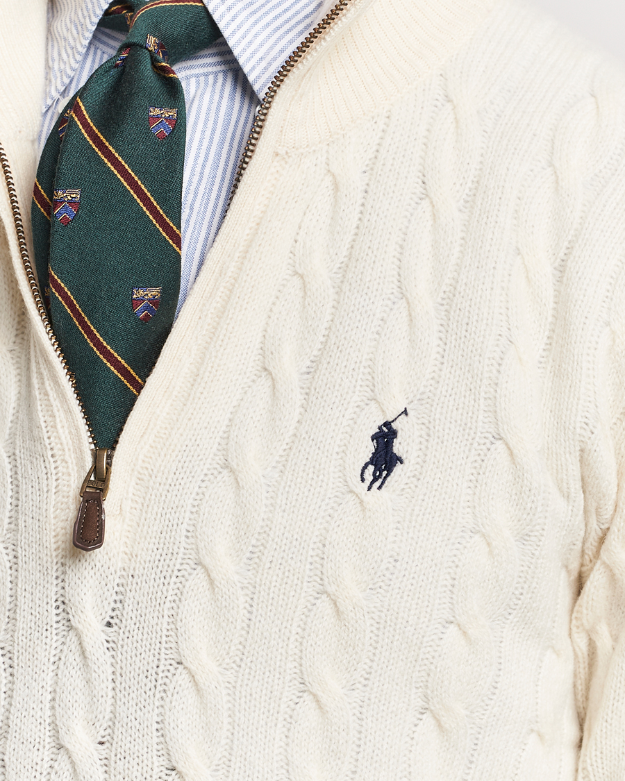 Herre | Trøjer | Polo Ralph Lauren | Wool/Cashmere Cable Half Zip Andover Cream