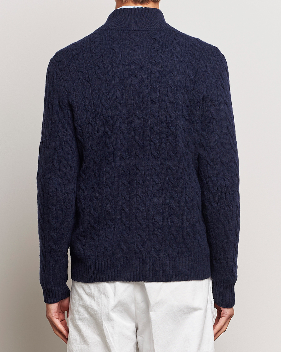 Herre | Trøjer | Polo Ralph Lauren | Wool/Cashmere Cable Half Zip Hunter Navy