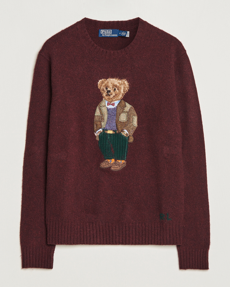 Herre | Strikkede trøjer | Polo Ralph Lauren | Wool/Cashmere Knitted Bear Sweater Aged Wine Heather