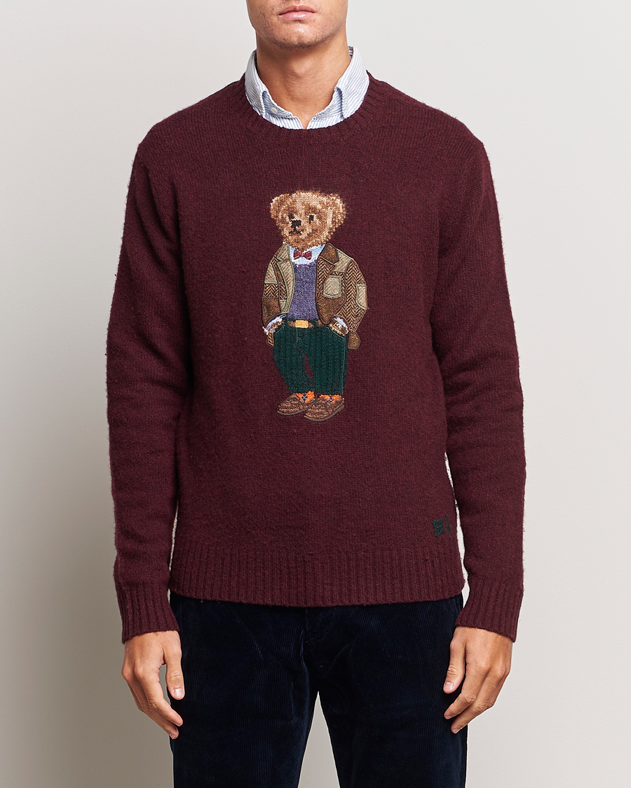 Herre | Strikkede trøjer | Polo Ralph Lauren | Wool/Cashmere Knitted Bear Sweater Aged Wine Heather