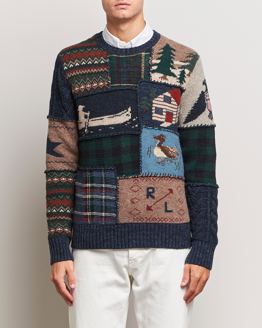 Herre | Nyheder | Polo Ralph Lauren | Wool Patchwork Knitted Sweater Multi