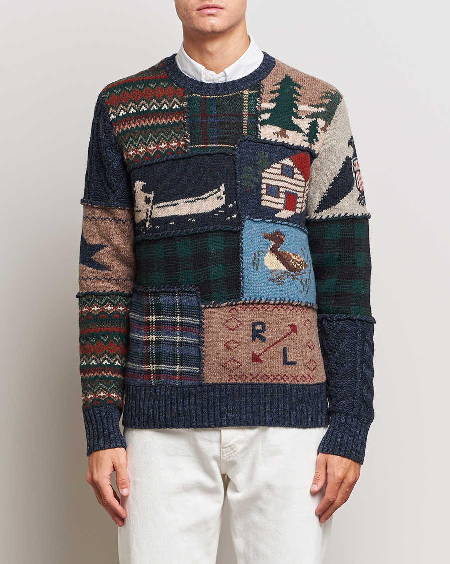 Herre | Trøjer | Polo Ralph Lauren | Wool Patchwork Knitted Sweater Multi