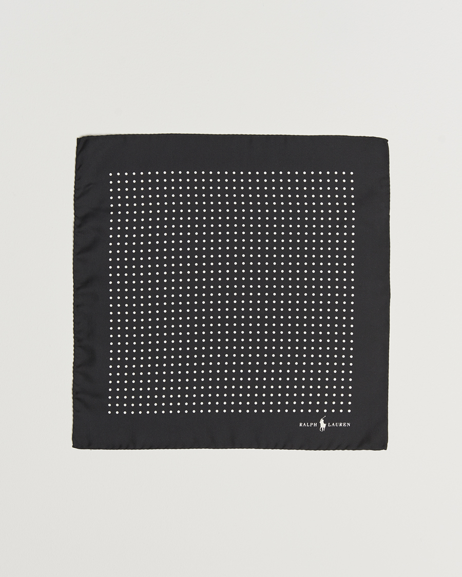 Herre | Polo Ralph Lauren Silk Dot Pocket Square Black/White | Polo Ralph Lauren | Silk Dot Pocket Square Black/White