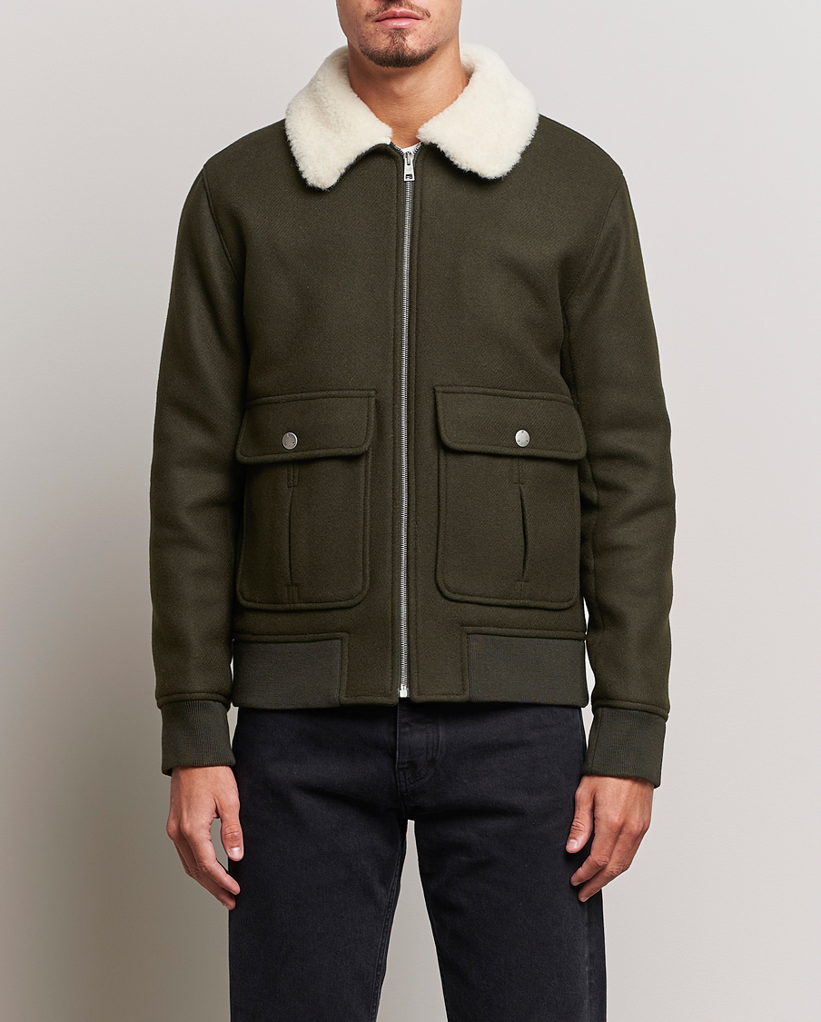 Herre | Jakker | A.P.C. | Ben Shearling Bomber Jacket Dark Green