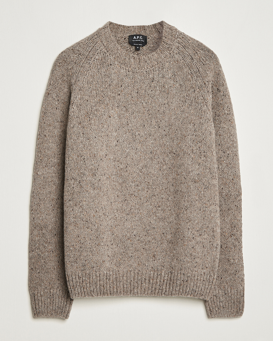 Herre | Trøjer | A.P.C. | Harris Wool Knitted Crew Neck Sweater Taupe