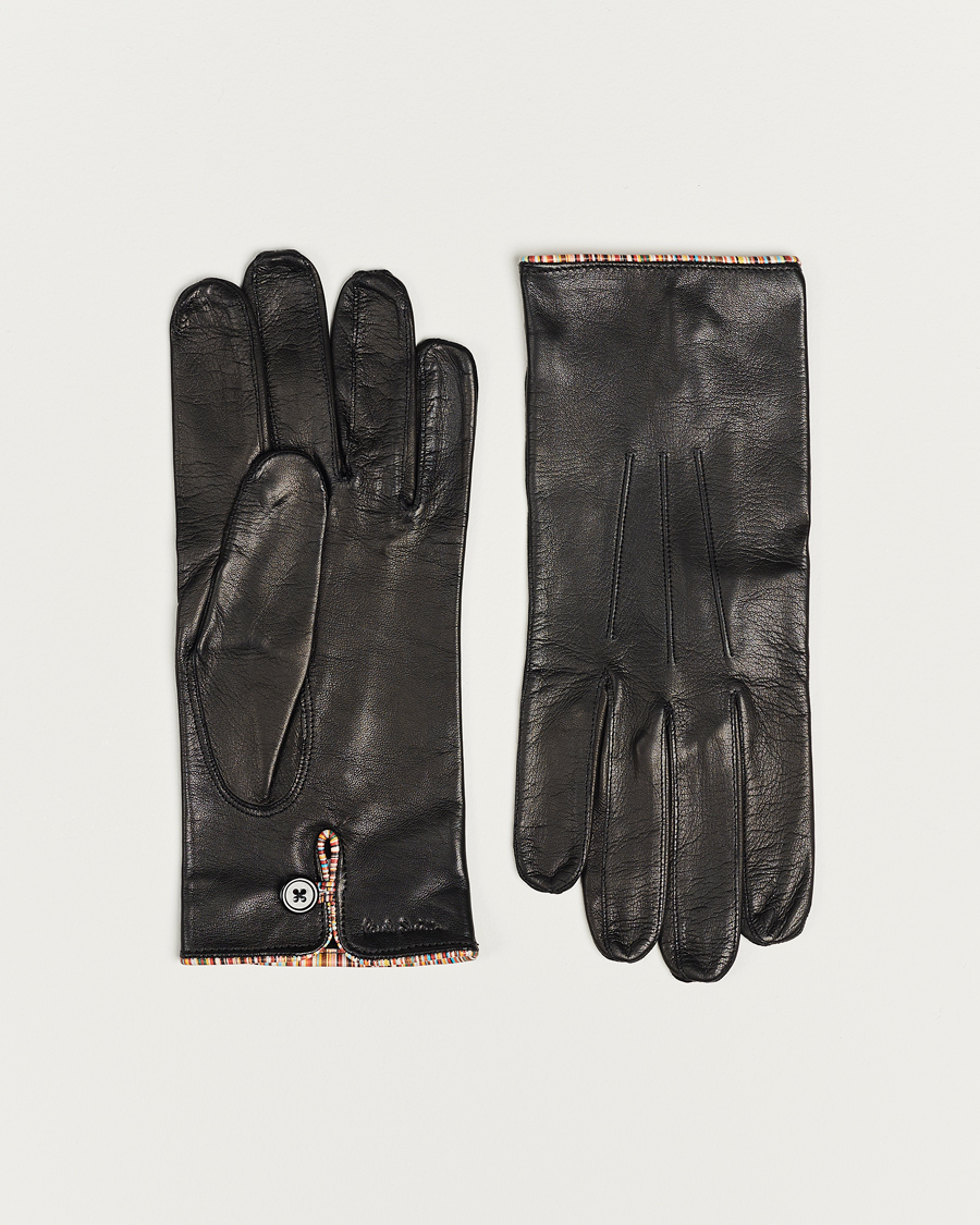 Herre | Paul Smith Leather Striped Piping Glove Black | Paul Smith | Leather Striped Piping Glove Black
