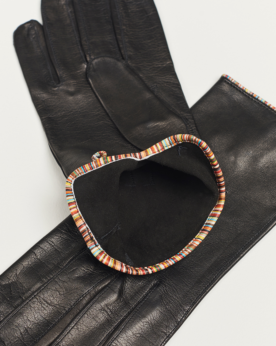 Herre |  | Paul Smith | Leather Striped Piping Glove Black