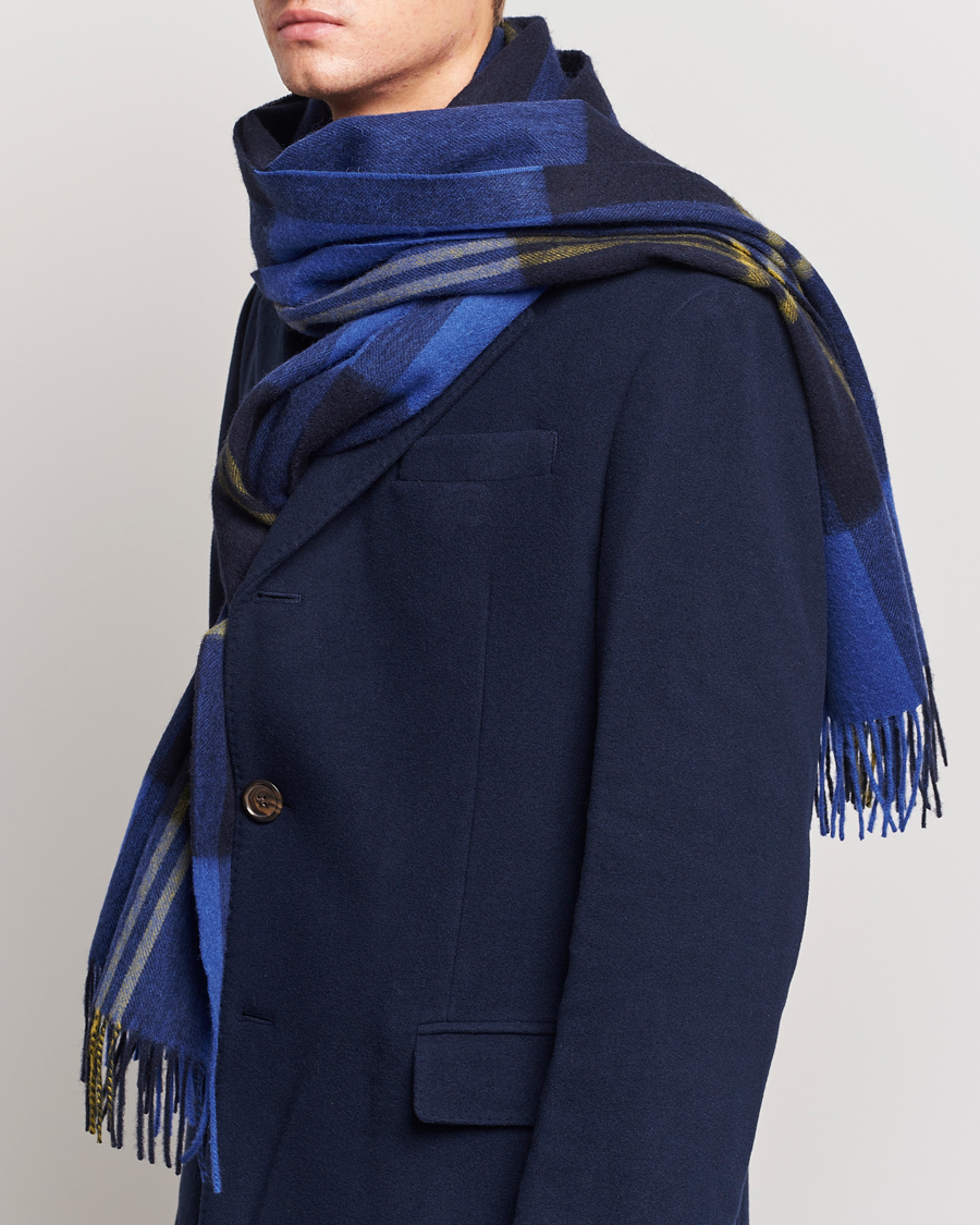 Herre | Paul Smith Lambswool Checked Scarf Blue Multi | Paul Smith | Lambswool Checked Scarf Blue Multi