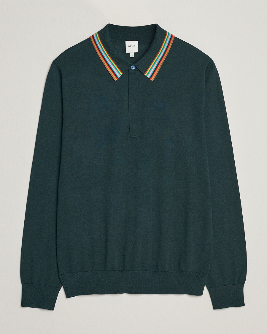 Herre | Trøjer | Paul Smith | Wool/Silk Knitted Polo Dark Green