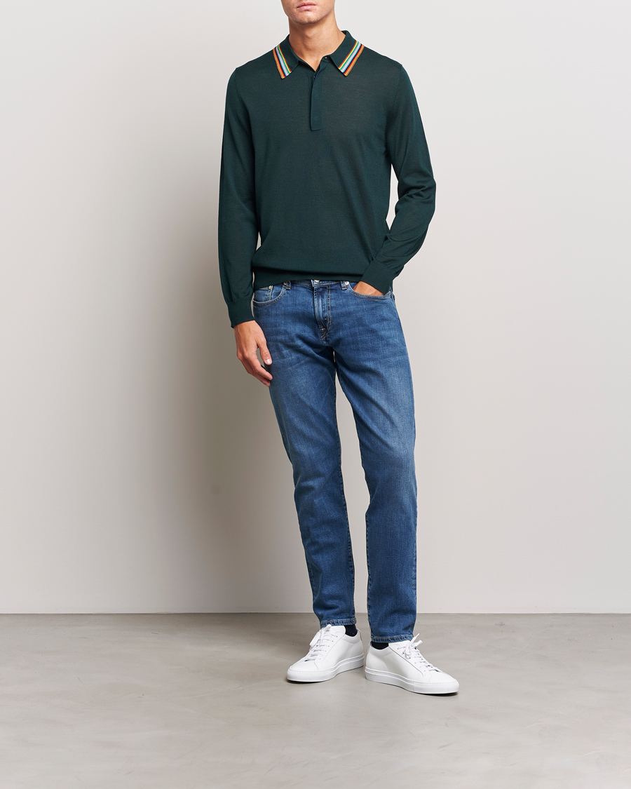 Herre | Trøjer | Paul Smith | Wool/Silk Knitted Polo Dark Green