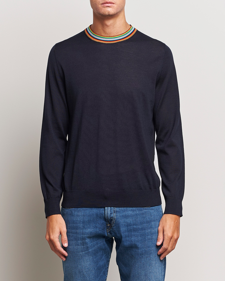 Herre | Trøjer | Paul Smith | Wool/Silk Knitted Crew Neck Navy