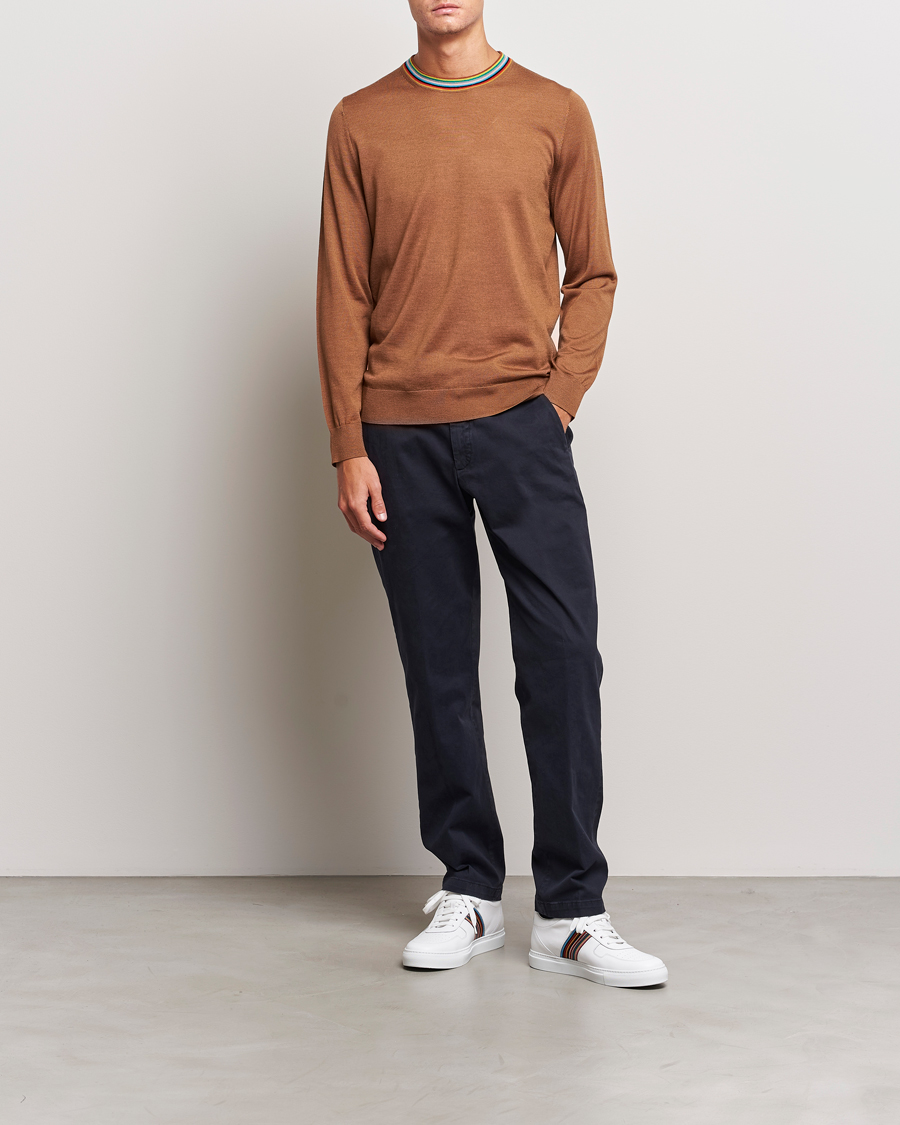 Herre | Trøjer | Paul Smith | Wool/Silk Knitted Crew Neck Brown