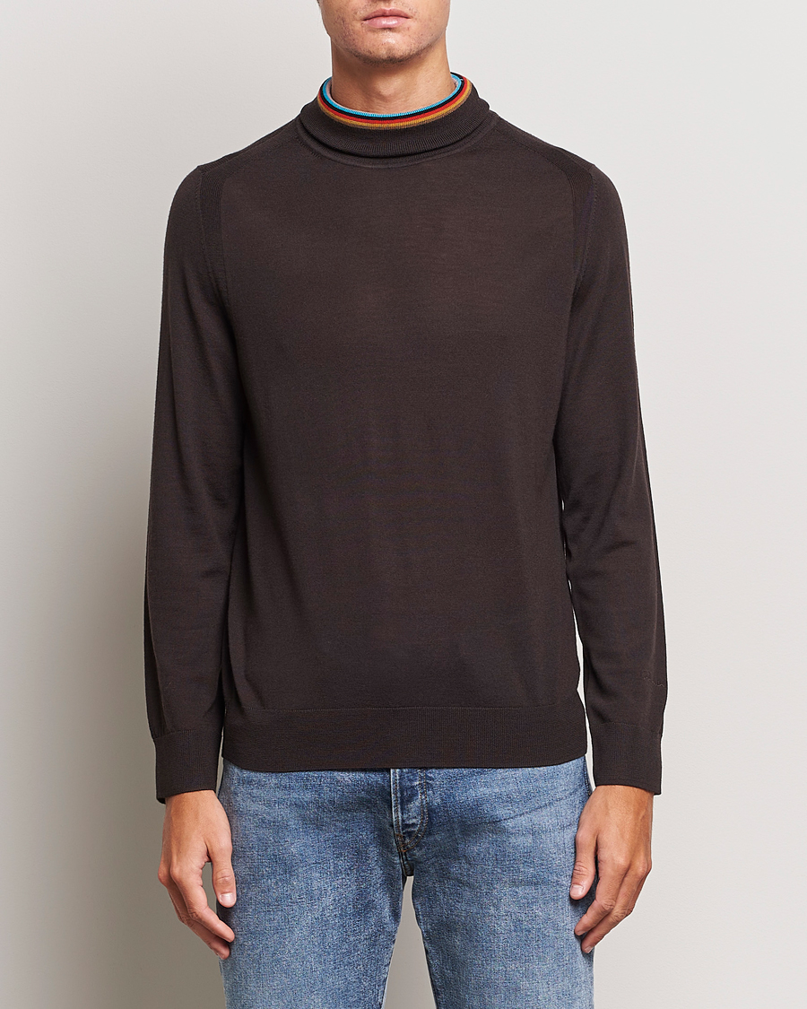 Herre |  | Paul Smith | Merino Wool Knitted Polo Brown