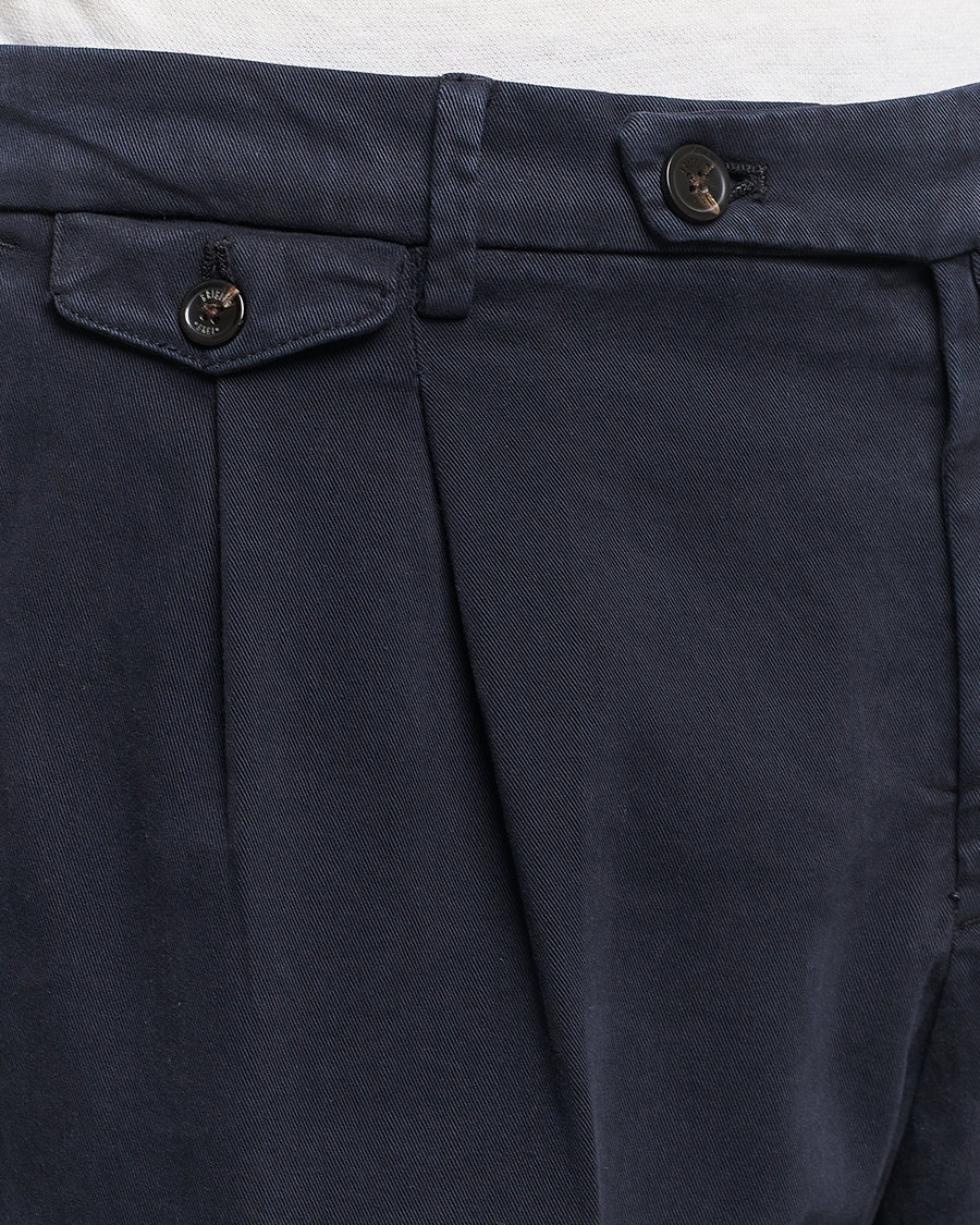 Herre | Bukser | Briglia 1949 | Easy Fit Pleated Cotton Stretch Chino Navy