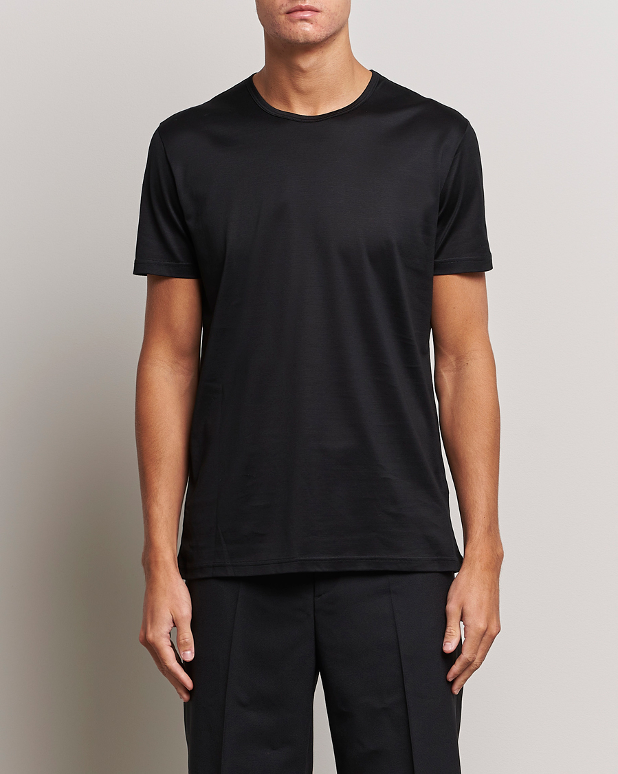 Herr |  | Zegna | Filoscozia Pure Cotton Round Neck T-Shirt Black