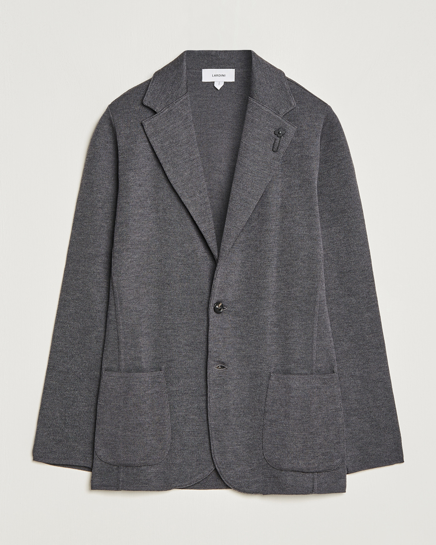 Herre | Cardiganblazer | Lardini | Knitted Wool Blazer Grey