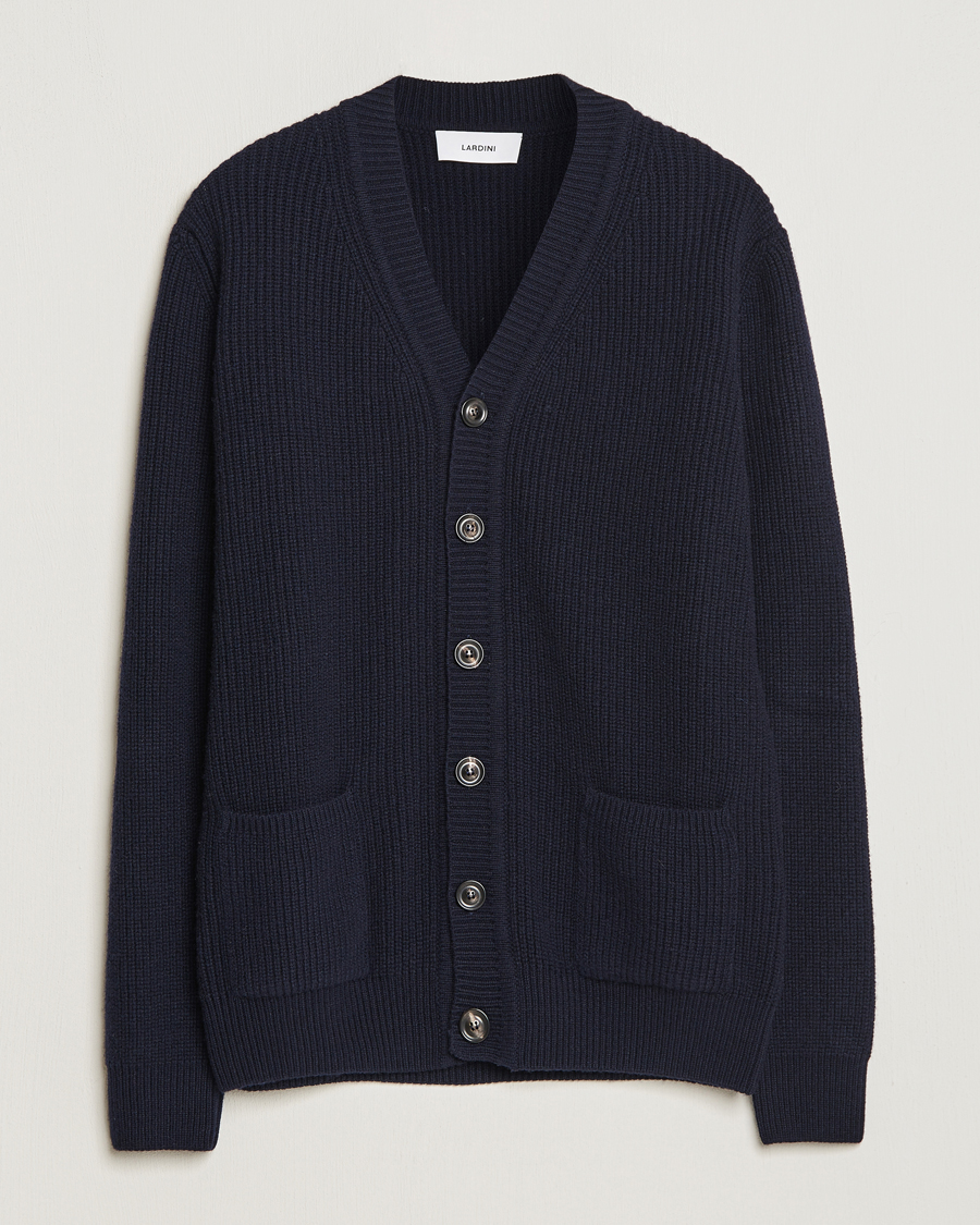 Herre | Trøjer | Lardini | Wool/Cashmere Knitted Cardigan Navy