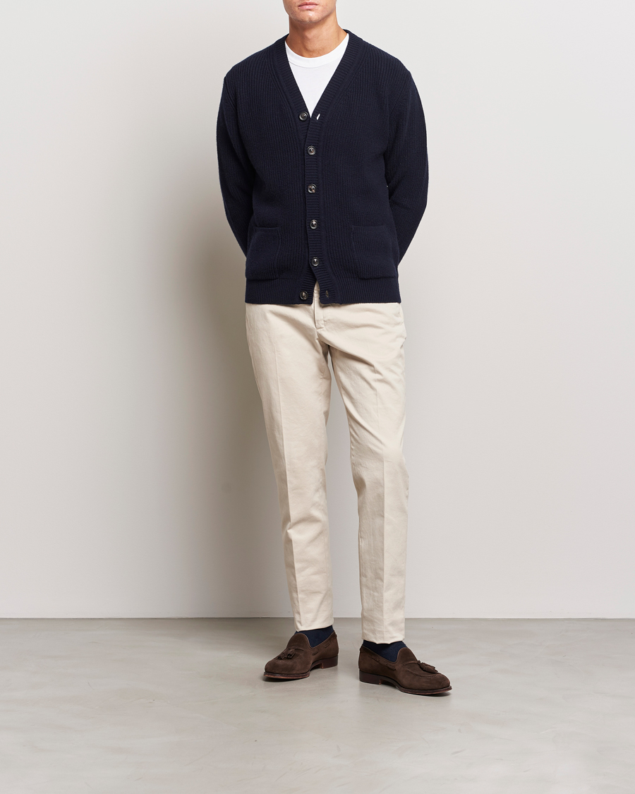 Herre | Trøjer | Lardini | Wool/Cashmere Knitted Cardigan Navy