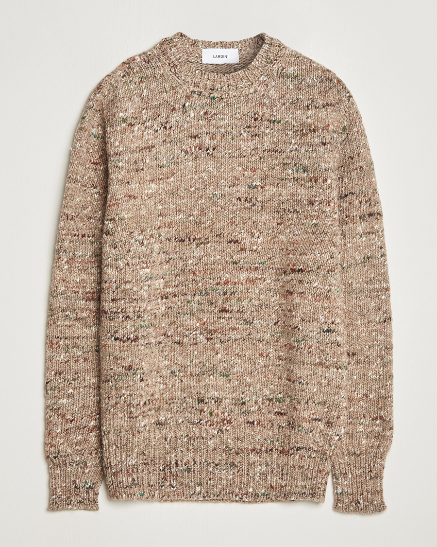 Herre | Trøjer | Lardini | Wool/Alpaca/Silk Boucle Roundneck Beige