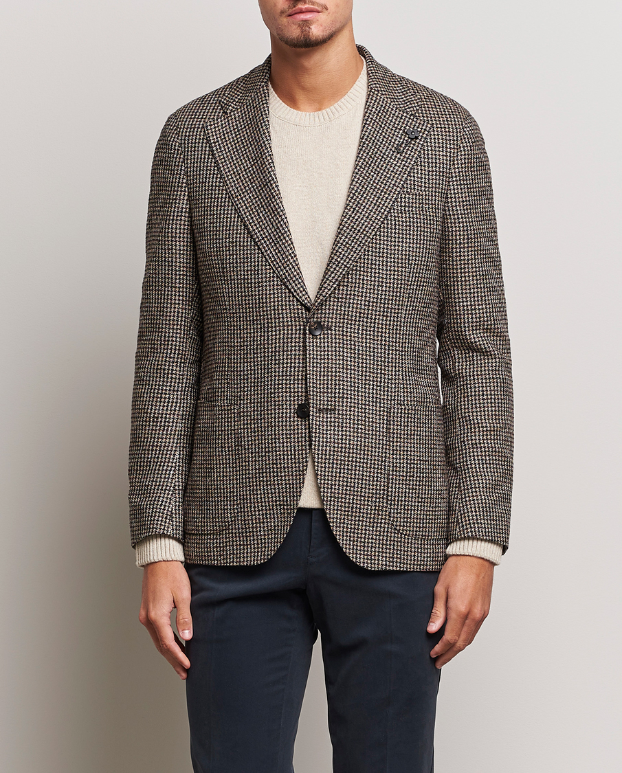 Herre | Blazere & jakker | Lardini | Wool/Silk/Cashmere Houndstooth Blazer Beige/Green