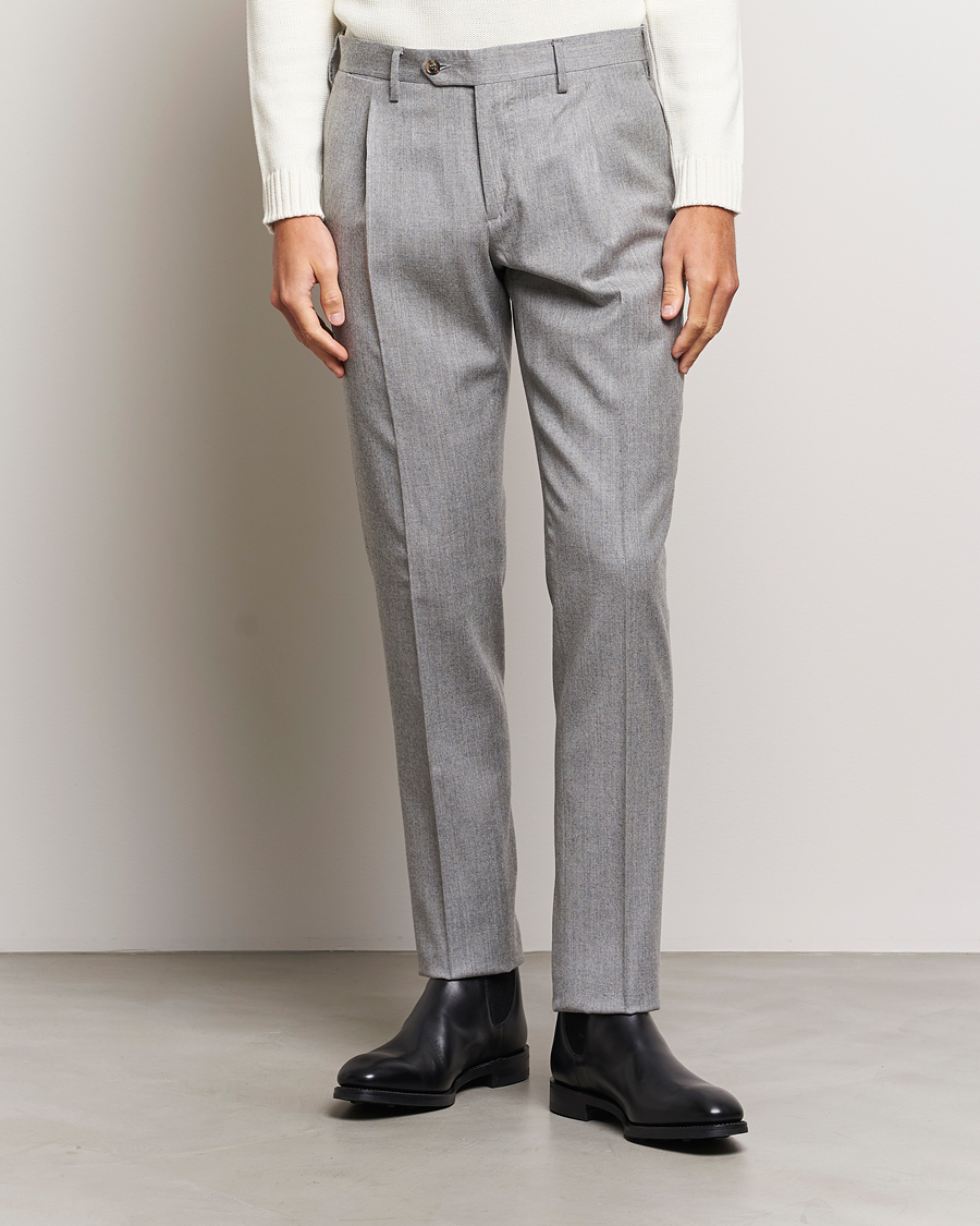 Herre | Flannelsbukser | Lardini | Wool/Cashmere One Pleat Trousers Light Grey