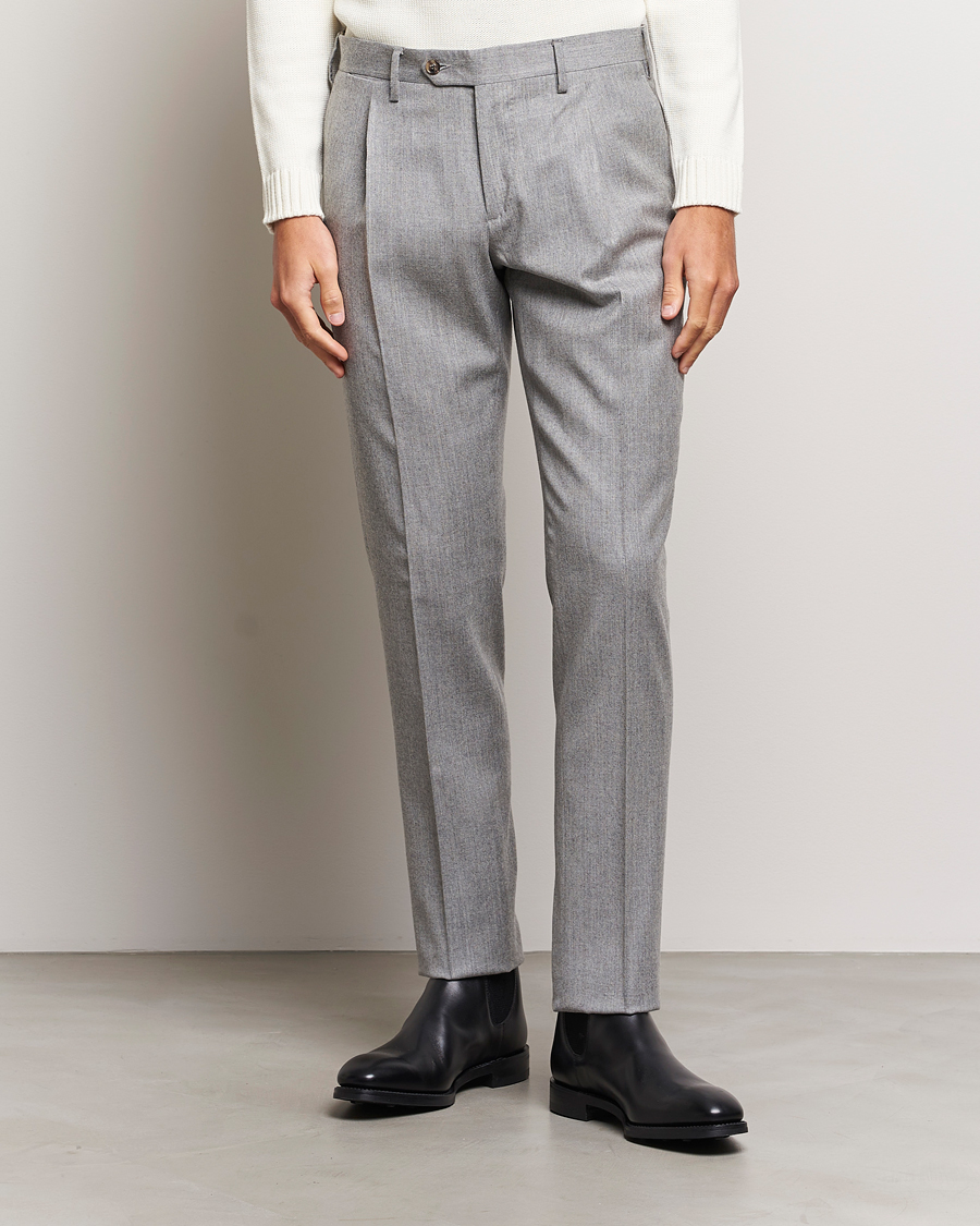 Herre | Bukser | Lardini | Wool/Cashmere One Pleat Trousers Light Grey