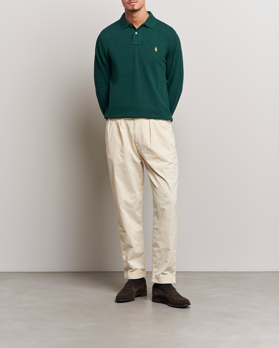 Herre | Trøjer | Polo Ralph Lauren | Custom Slim Fit Long Sleeve Polo Hunt Club Green