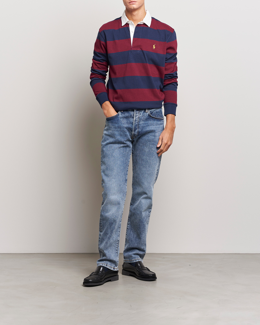 Herre | Trøjer | Polo Ralph Lauren | Jersey Striped Rugger Navy/Wine