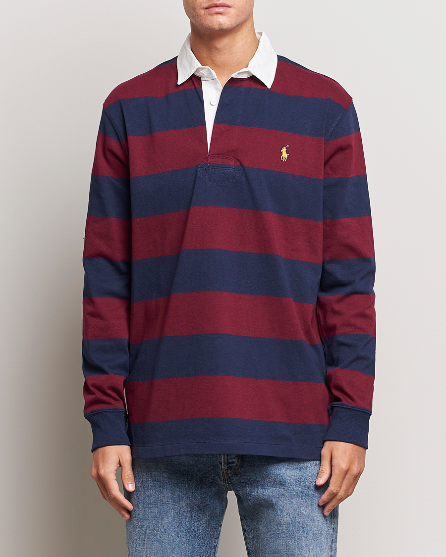 Herre | Trøjer | Polo Ralph Lauren | Jersey Striped Rugger Navy/Wine