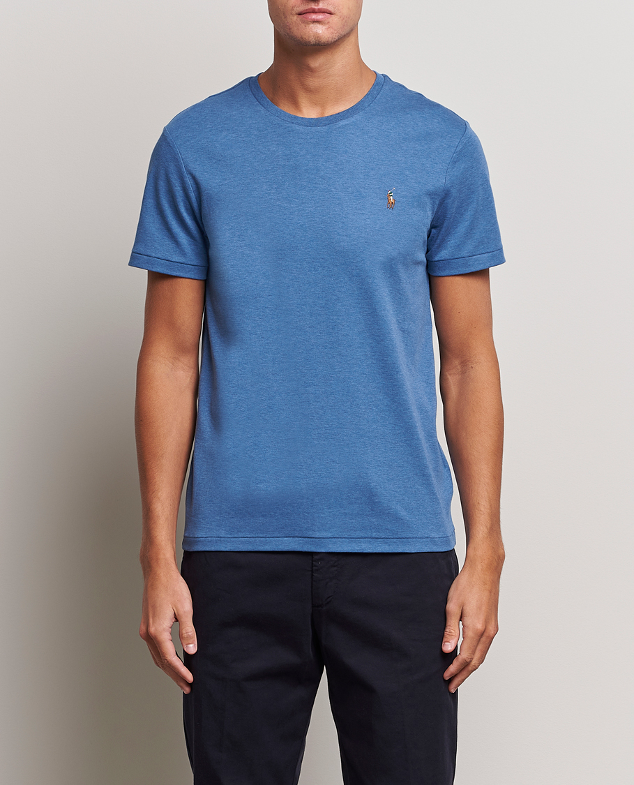 Herre |  | Polo Ralph Lauren | Luxury Pima Cotton Crew Neck T-Shirt Fog Blue Heather