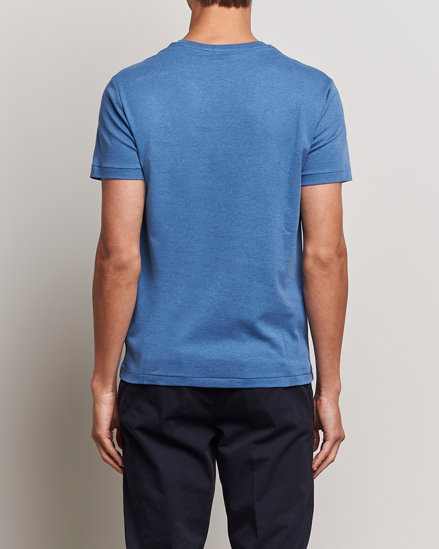 Herre | T-Shirts | Polo Ralph Lauren | Luxury Pima Cotton Crew Neck T-Shirt Fog Blue Heather