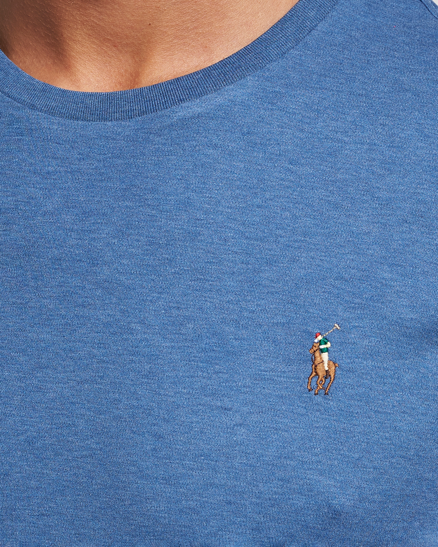 Herre | T-Shirts | Polo Ralph Lauren | Luxury Pima Cotton Crew Neck T-Shirt Fog Blue Heather
