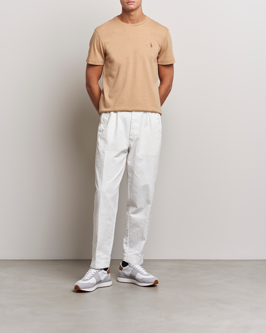 Herre | T-Shirts | Polo Ralph Lauren | Luxury Pima Cotton Crew Neck T-Shirt Camel Heather