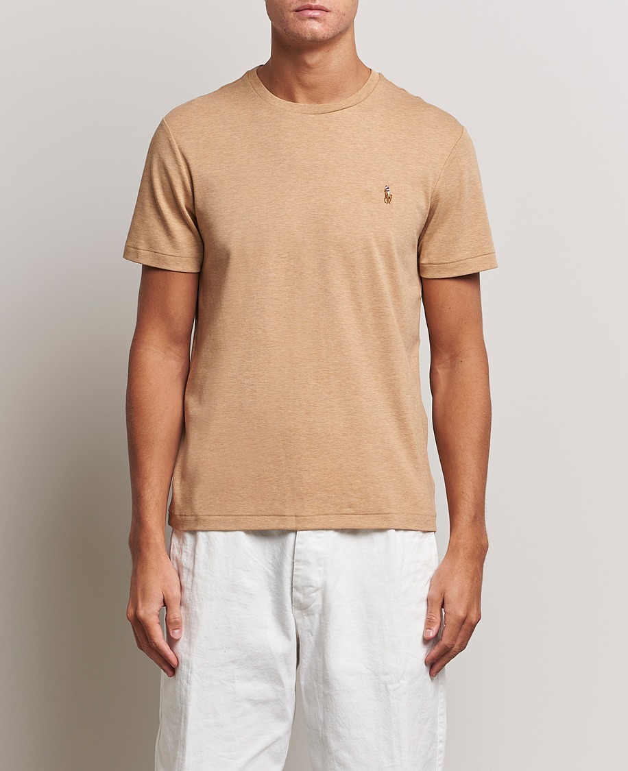 Herre | Kortærmede t-shirts | Polo Ralph Lauren | Luxury Pima Cotton Crew Neck T-Shirt Camel Heather