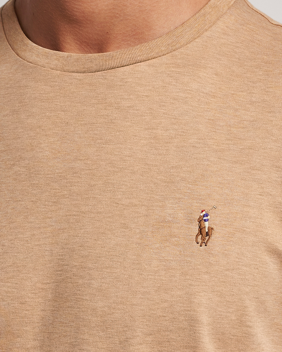 Herre | T-Shirts | Polo Ralph Lauren | Luxury Pima Cotton Crew Neck T-Shirt Camel Heather