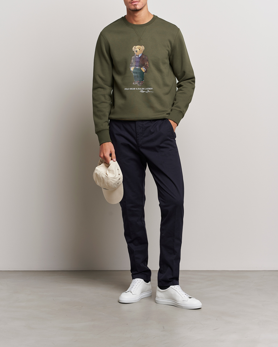 Herre | Trøjer | Polo Ralph Lauren | Printed Denim Bear Sweatshirt Expedition Olive