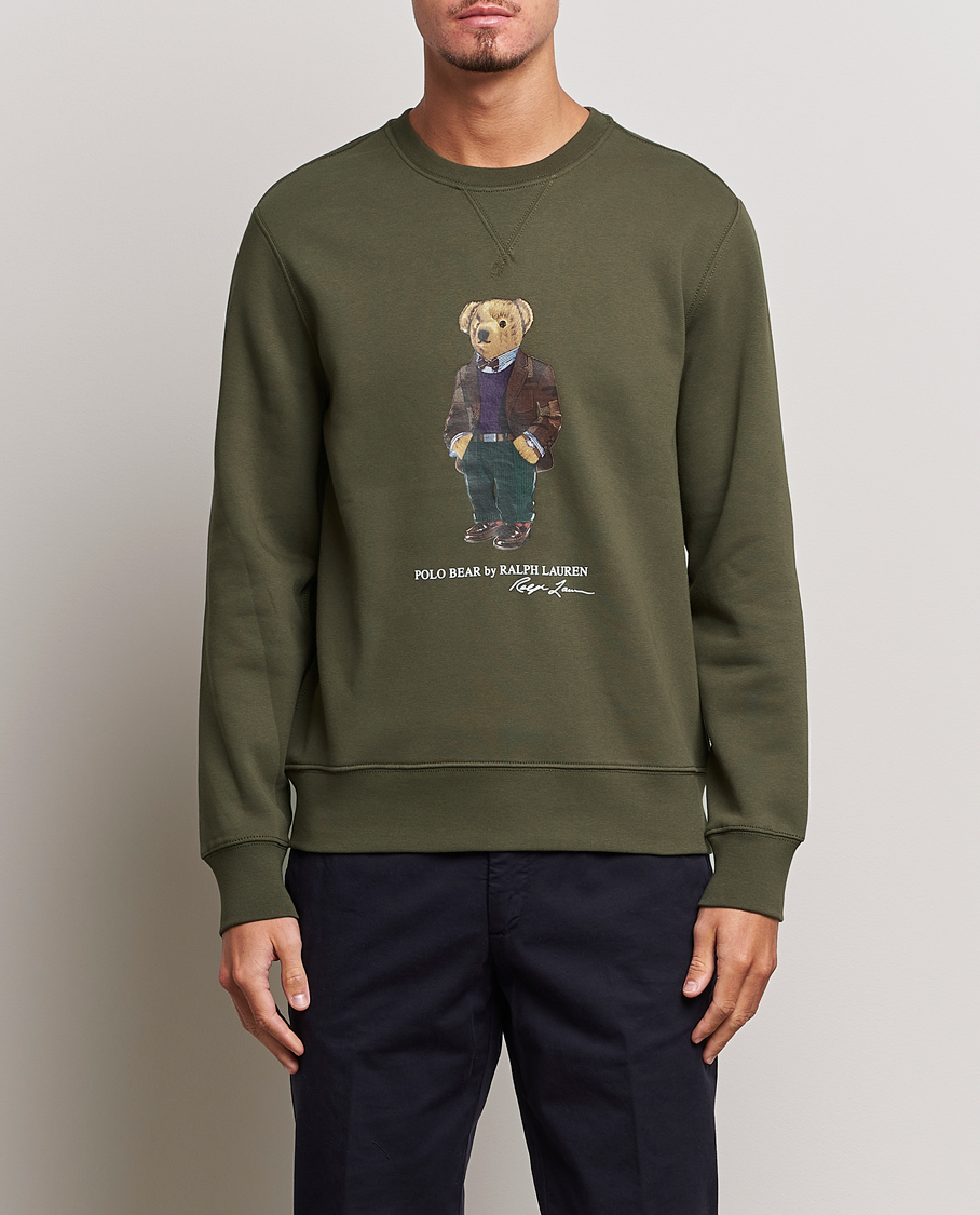 Herre | Trøjer | Polo Ralph Lauren | Printed Denim Bear Sweatshirt Expedition Olive