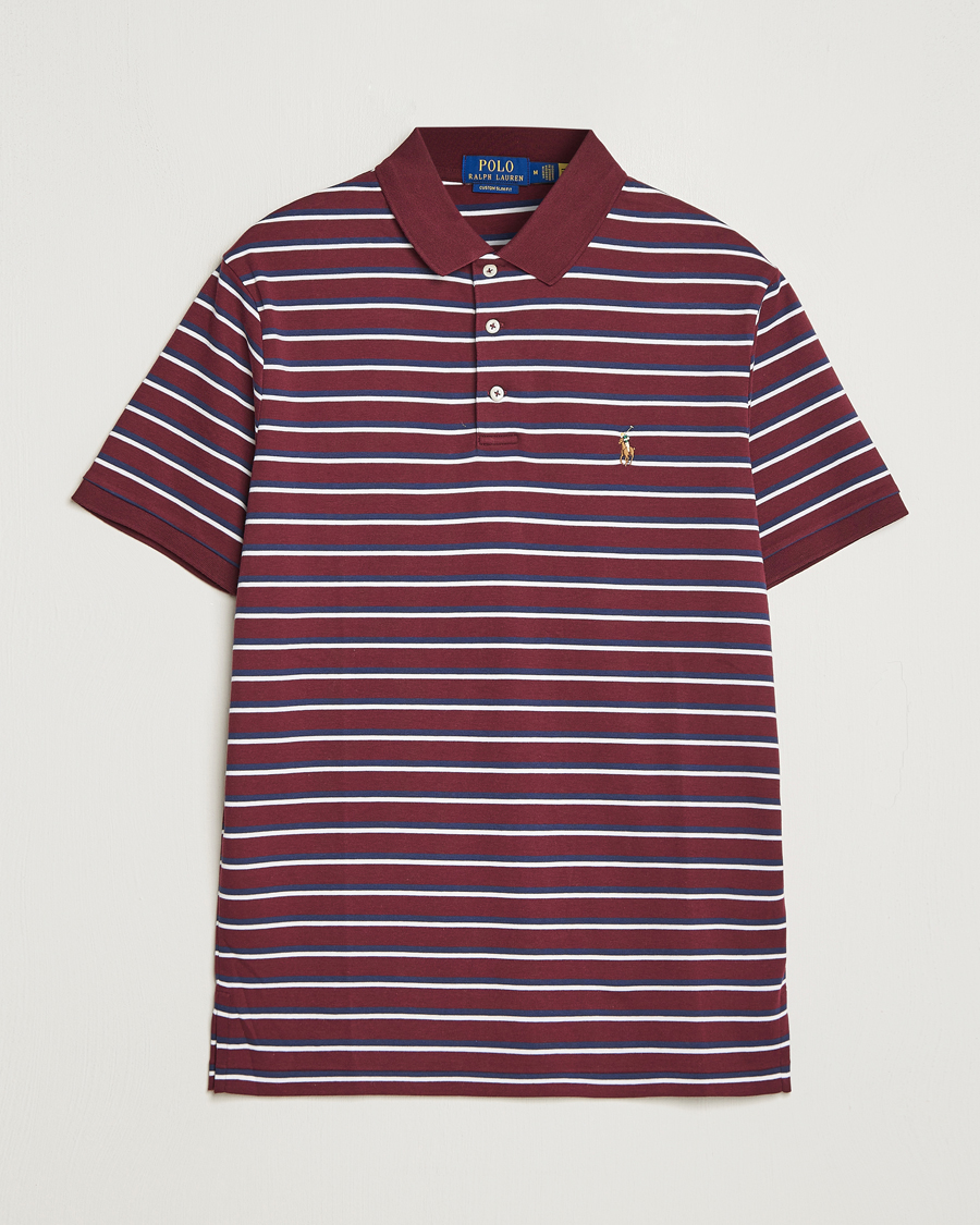 Herre | Polotrøjer | Polo Ralph Lauren | Luxury Pima Cotton Striped Polo Harvard Wine/White
