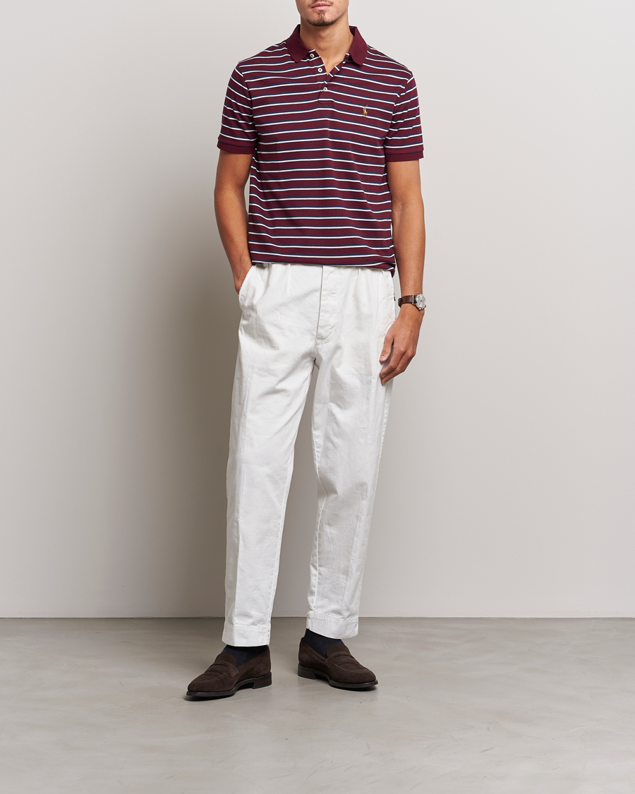 Herre | Polotrøjer | Polo Ralph Lauren | Luxury Pima Cotton Striped Polo Harvard Wine/White