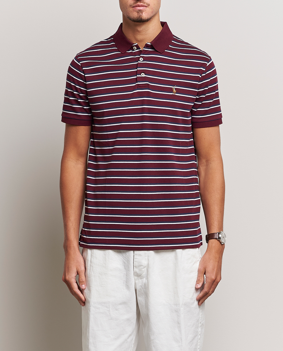 Herre | Polotrøjer | Polo Ralph Lauren | Luxury Pima Cotton Striped Polo Harvard Wine/White