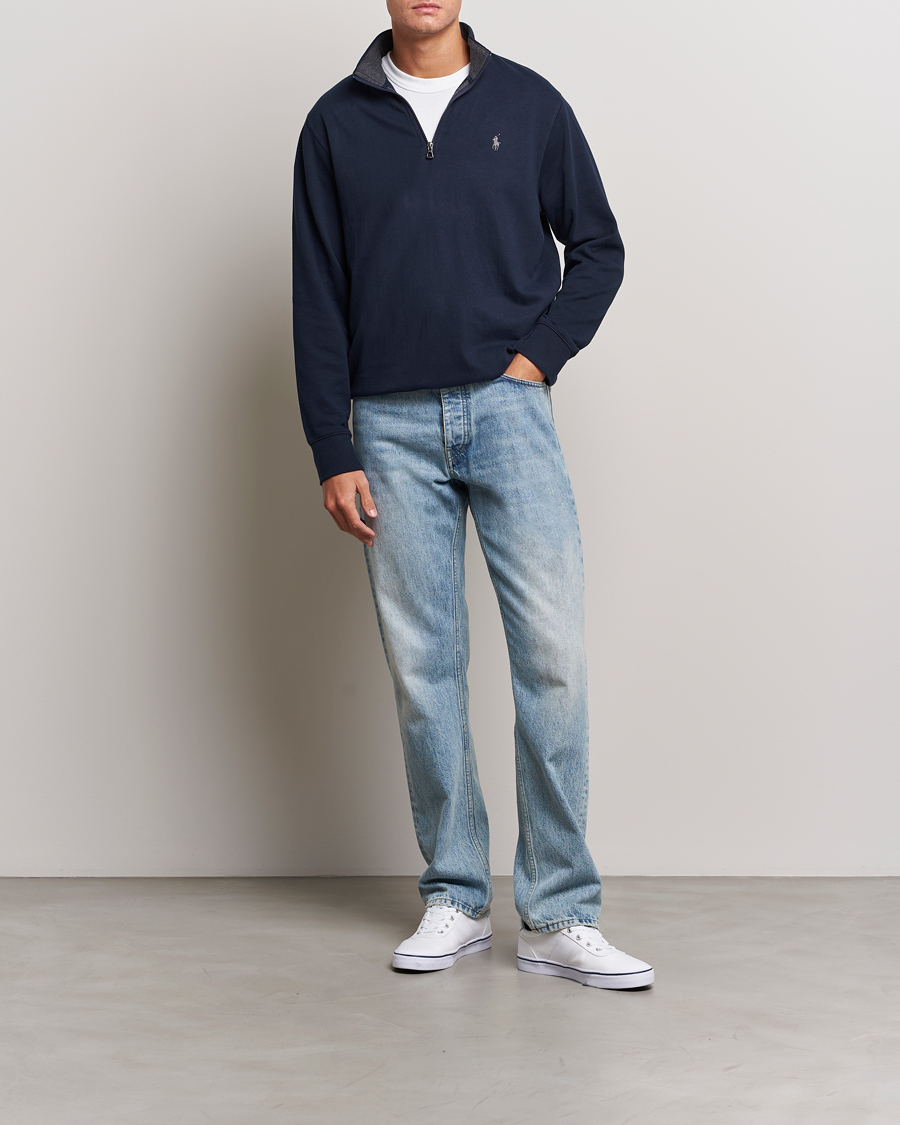 Herre | Trøjer | Polo Ralph Lauren | Double Knit Half-Zip Sweater Aviator Navy