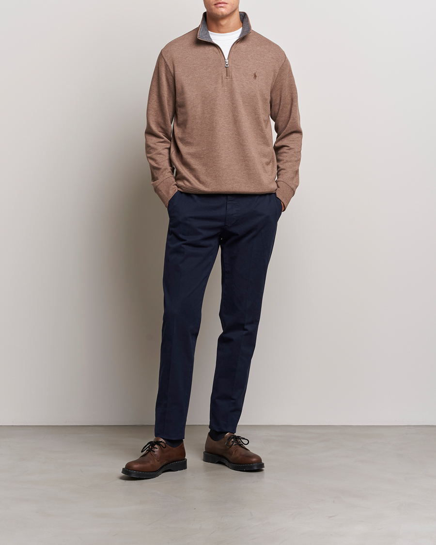 Herre | Trøjer | Polo Ralph Lauren | Tech Double Knit Half Zip Brown Heather