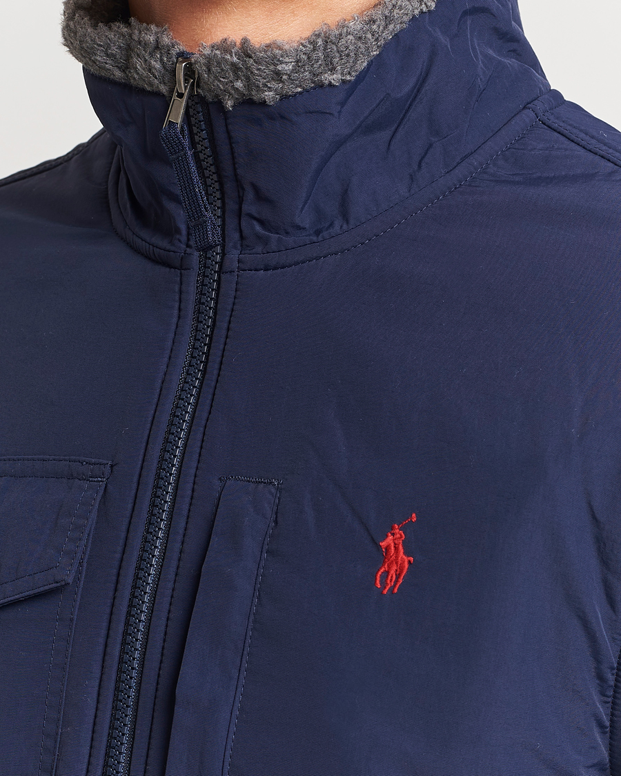 Herre | Trøjer | Polo Ralph Lauren | Bonded Sherpa Full Zip Sweater Grey/Newport Navy