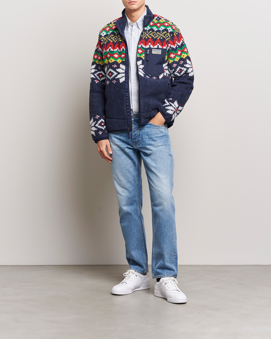 Herre | Trøjer | Polo Ralph Lauren | Bonded Hi-Pile Snowflake Fairisle Full Zip Navy