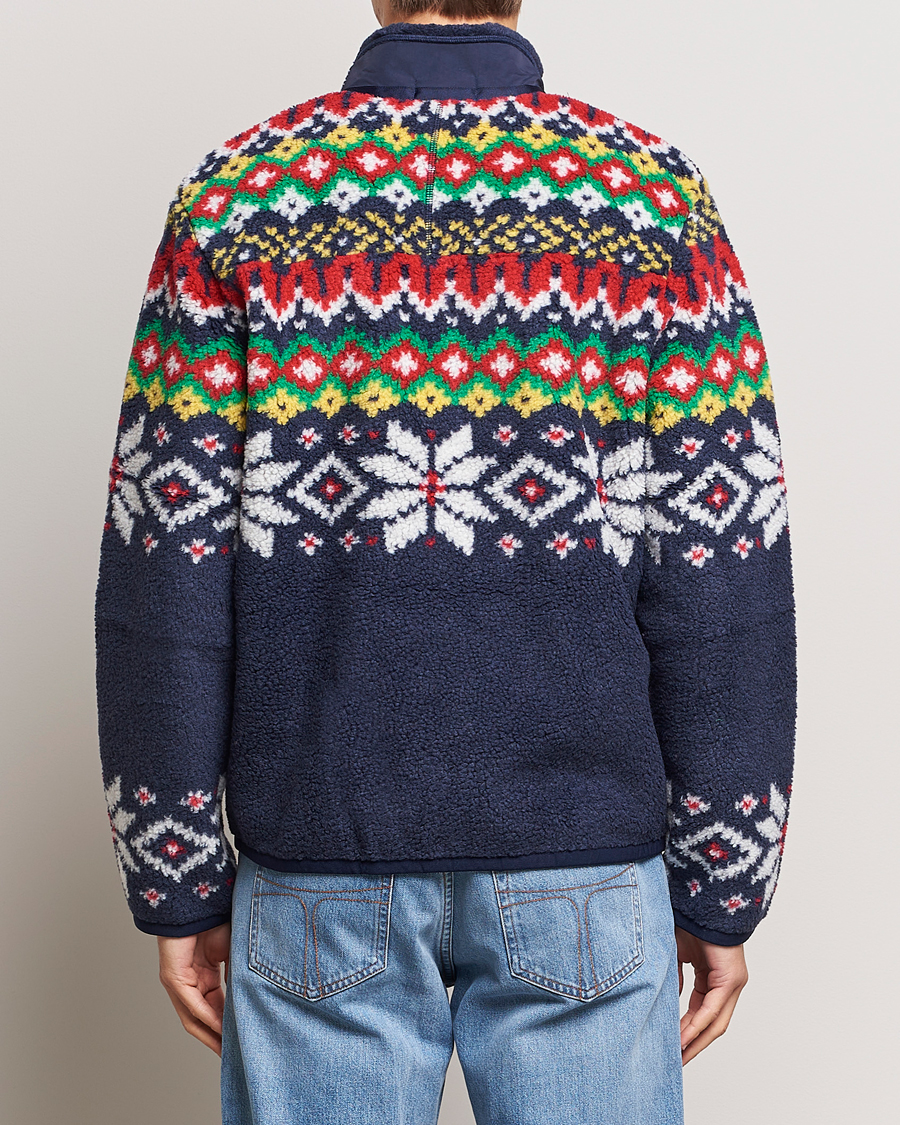 Herre | Trøjer | Polo Ralph Lauren | Bonded Hi-Pile Snowflake Fairisle Full Zip Navy
