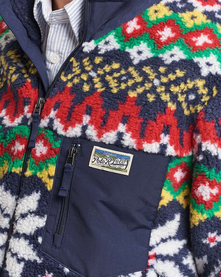 Herre | Trøjer | Polo Ralph Lauren | Bonded Hi-Pile Snowflake Fairisle Full Zip Navy