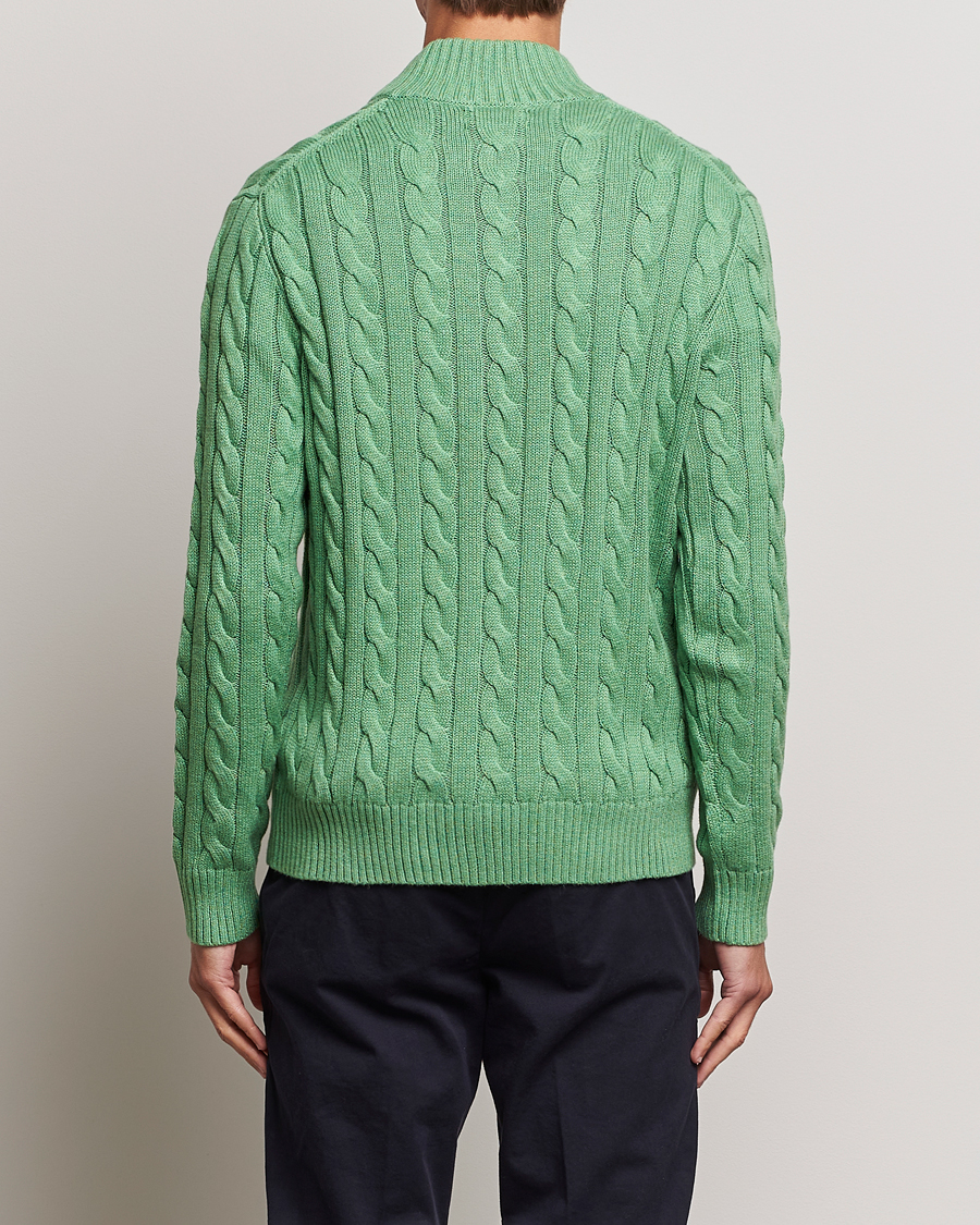 Herre | Trøjer | Polo Ralph Lauren | Cotton Cable Half Zip Sweater Field Green Heather