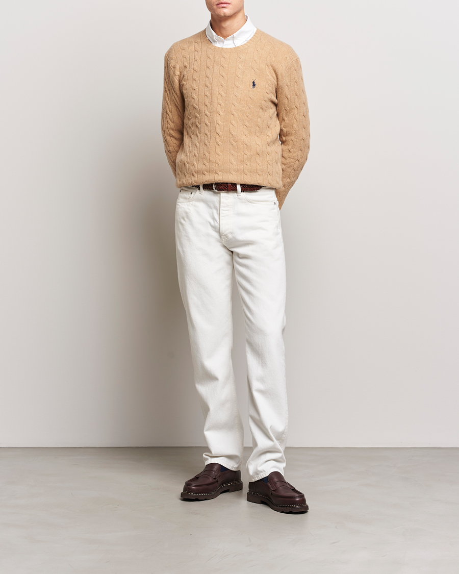 Herre | Trøjer | Polo Ralph Lauren | Wool/Cashmere Cable Crew Neck Camel Melange